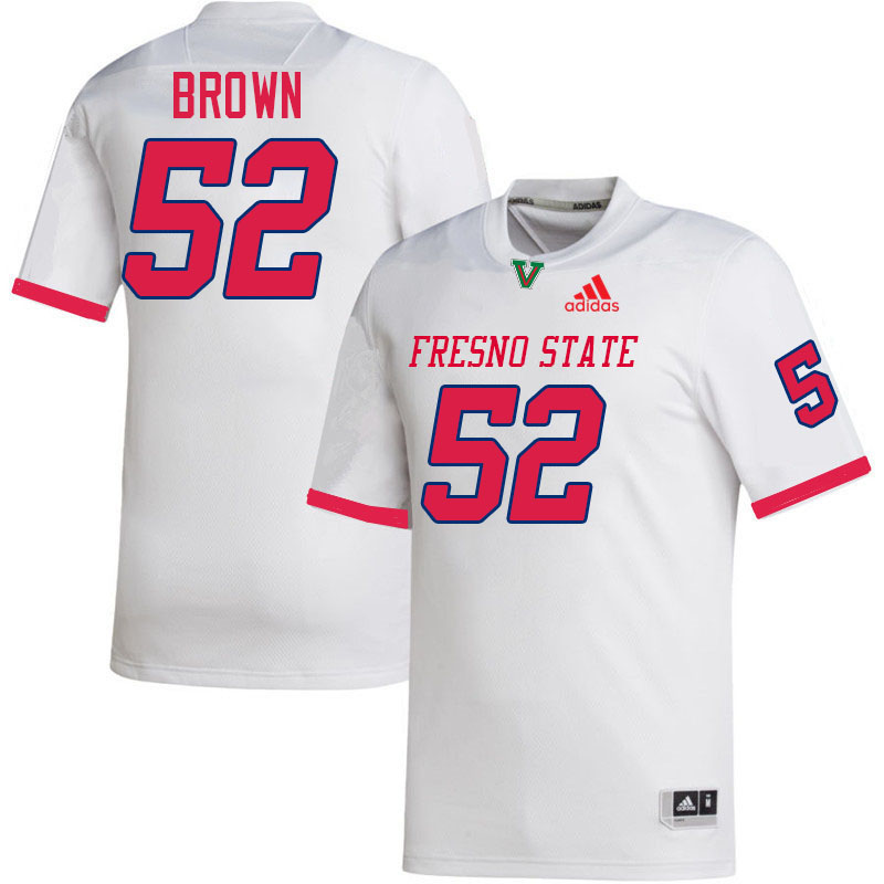 Fresno State Bulldogs #52 Wesley Brown College Football Jerseys,Uniforms-White